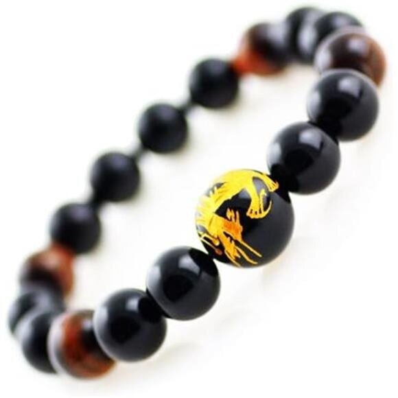 Men Tiger Eye Bead Bracelet Dragon Stone Bracelet Stretch Gemstone Jewelry Gift - Picture 4 of 8